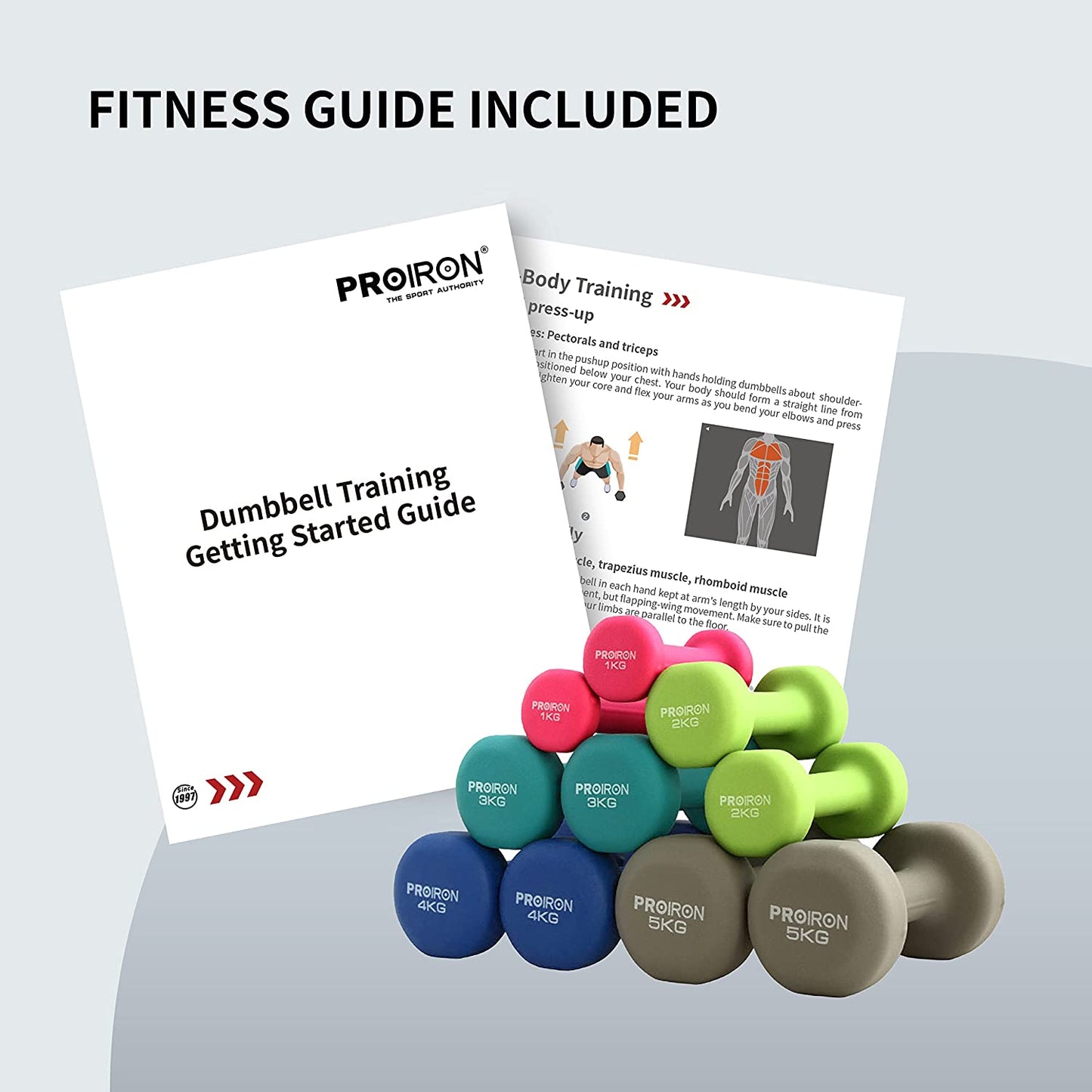 Dumbbells Anti-Slip Neoprene Dumbbell Soft-Touch Grip Hand Weights Home Gym Exercise Women Men Arm Pilates Dumbbells in 1Kg 1.5Kg 2Kg 3Kg 4Kg 5Kg 8Kg 10Kg Pair