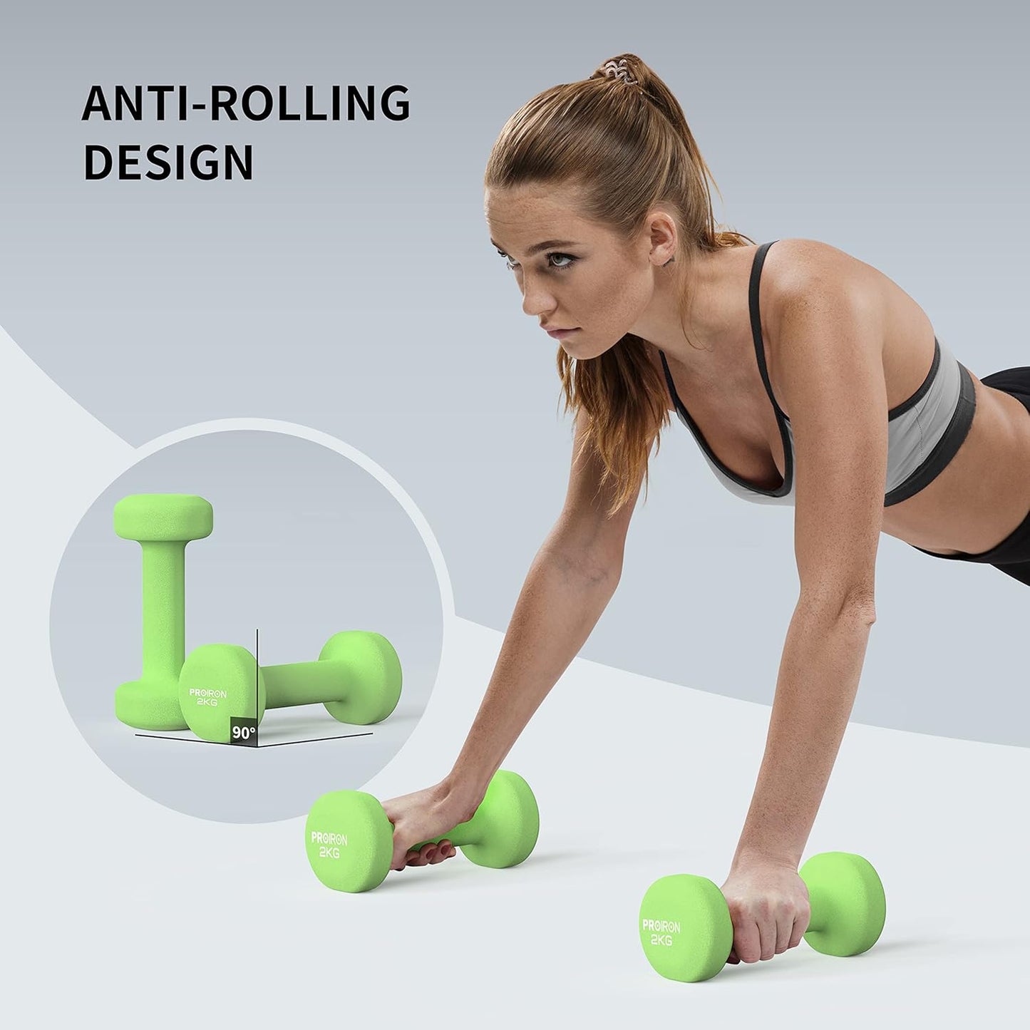 Dumbbells Anti-Slip Neoprene Dumbbell Soft-Touch Grip Hand Weights Home Gym Exercise Women Men Arm Pilates Dumbbells in 1Kg 1.5Kg 2Kg 3Kg 4Kg 5Kg 8Kg 10Kg Pair