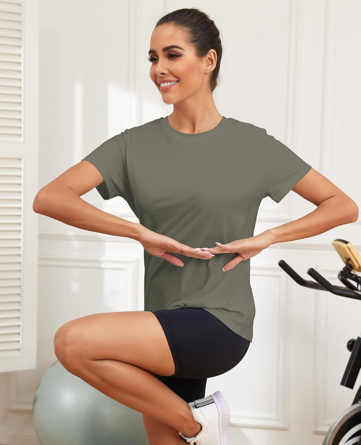 Workout Tops for Women UPF50+ Breathable Loose Fit Yoga T Shirts Short Sleeve Running Gym Athletic Tee Top