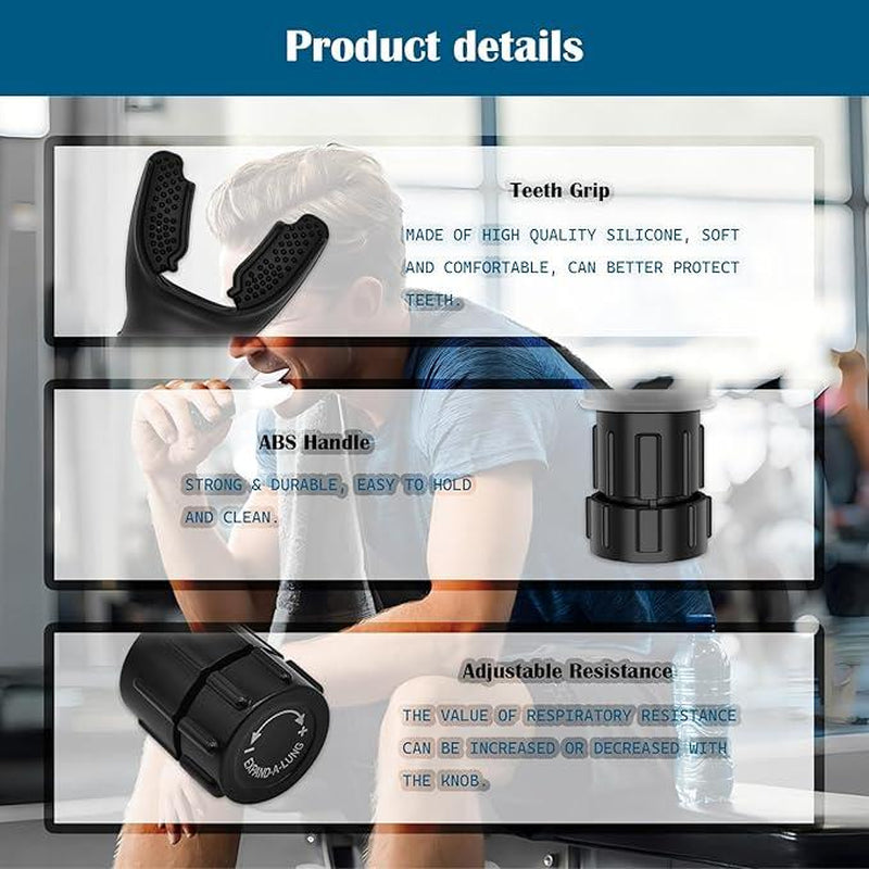 Breathe Exercise Device Adjustable Resistance for Trainer, Exerciser Trainer Daily Fitness Training, Easy-To-Clean