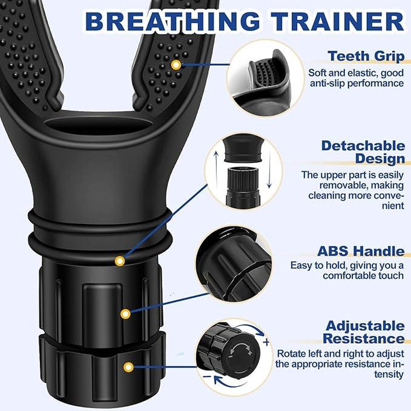 Breathe Exercise Device Adjustable Resistance for Trainer, Exerciser Trainer Daily Fitness Training, Easy-To-Clean
