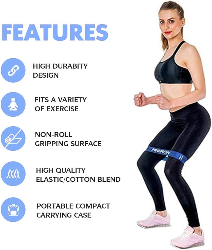 Resistance Loop Bands, Exercise Bands Set of 5 Rubber Latex Anti-Slip Resistance Band for Workout, Stretching, Physical Therapy, Yoga and Home Fitness with Carrying Bag