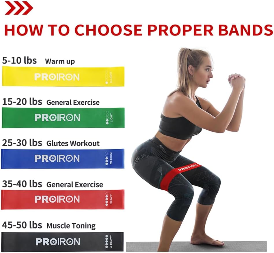 Resistance Loop Bands, Exercise Bands Set of 5 Rubber Latex Anti-Slip Resistance Band for Workout, Stretching, Physical Therapy, Yoga and Home Fitness with Carrying Bag