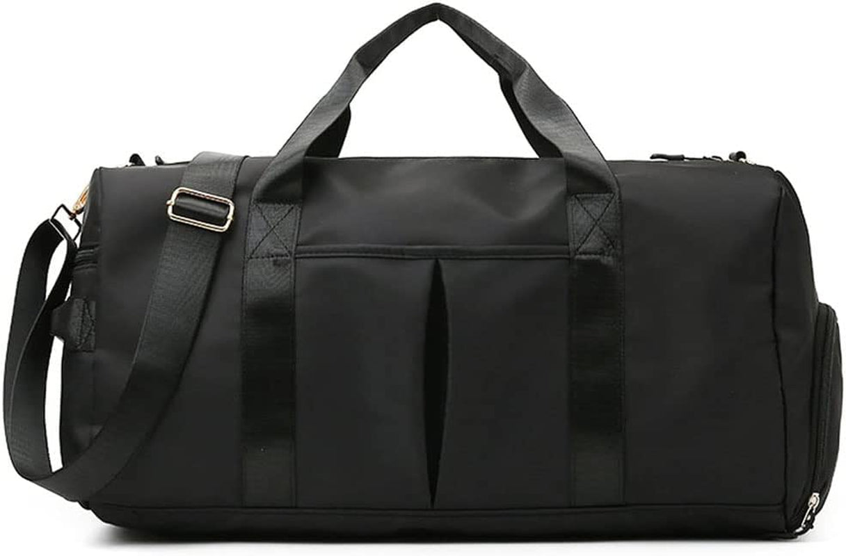 Small Gym Bag for Women and Men, Workout Bag for Sports and Weekend Getaway, Waterproof Dufflebag with Shoe and Wet Clothes Compartments, Black