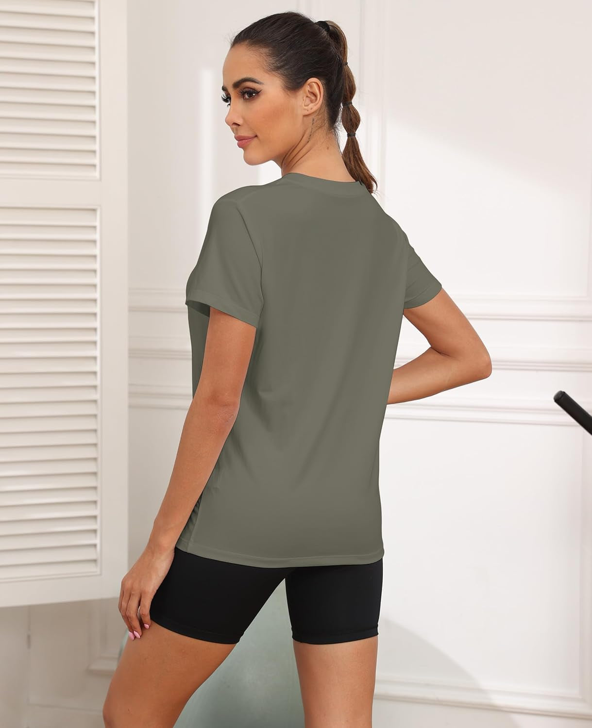 Workout Tops for Women UPF50+ Breathable Loose Fit Yoga T Shirts Short Sleeve Running Gym Athletic Tee Top