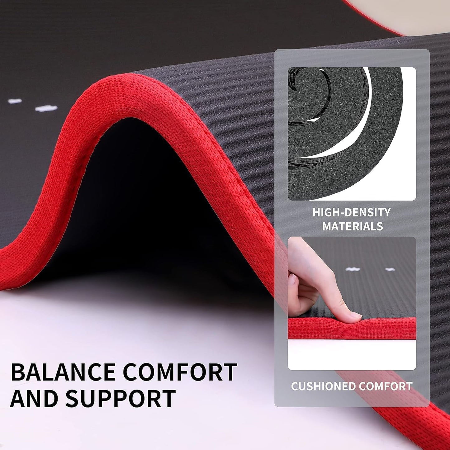 Yoga Mat Eco Friendly NBR All-Purpose 10Mm Thick Non-Slip Exercise Mat High Density Anti-Tear Pilates Mat with Carrying Strap for Yoga Pilates and Gymnastics - 183Cm X 66Cm X 1Cm - 4 Colours(Only Official Brand : )