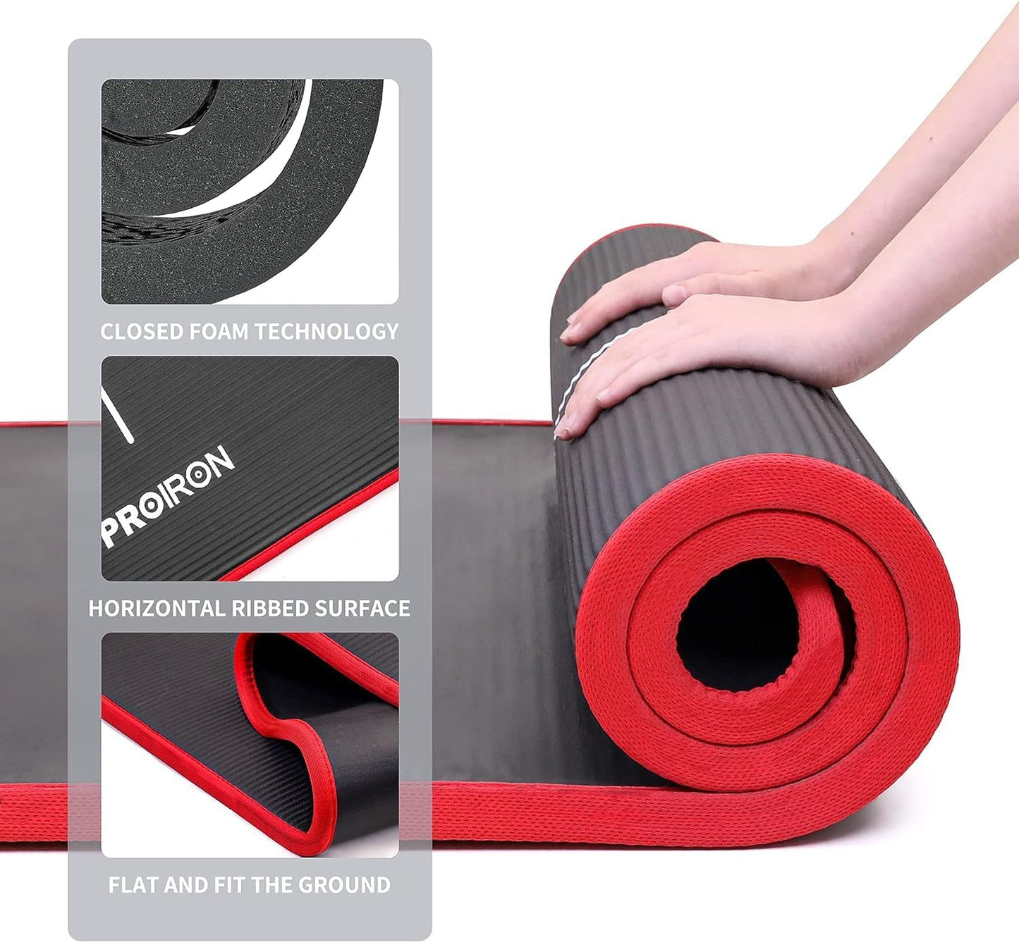 Yoga Mat Eco Friendly NBR All-Purpose 10Mm Thick Non-Slip Exercise Mat High Density Anti-Tear Pilates Mat with Carrying Strap for Yoga Pilates and Gymnastics - 183Cm X 66Cm X 1Cm - 4 Colours(Only Official Brand : )