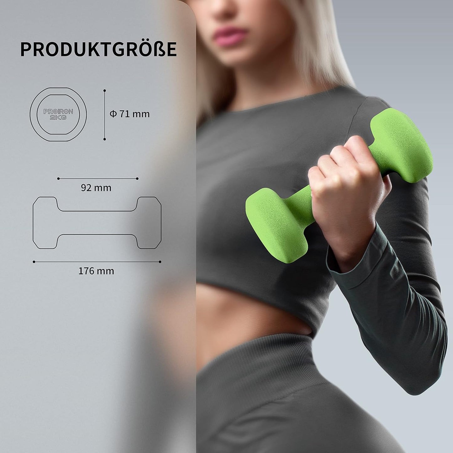 Dumbbells Anti-Slip Neoprene Dumbbell Soft-Touch Grip Hand Weights Home Gym Exercise Women Men Arm Pilates Dumbbells in 1Kg 1.5Kg 2Kg 3Kg 4Kg 5Kg 8Kg 10Kg Pair