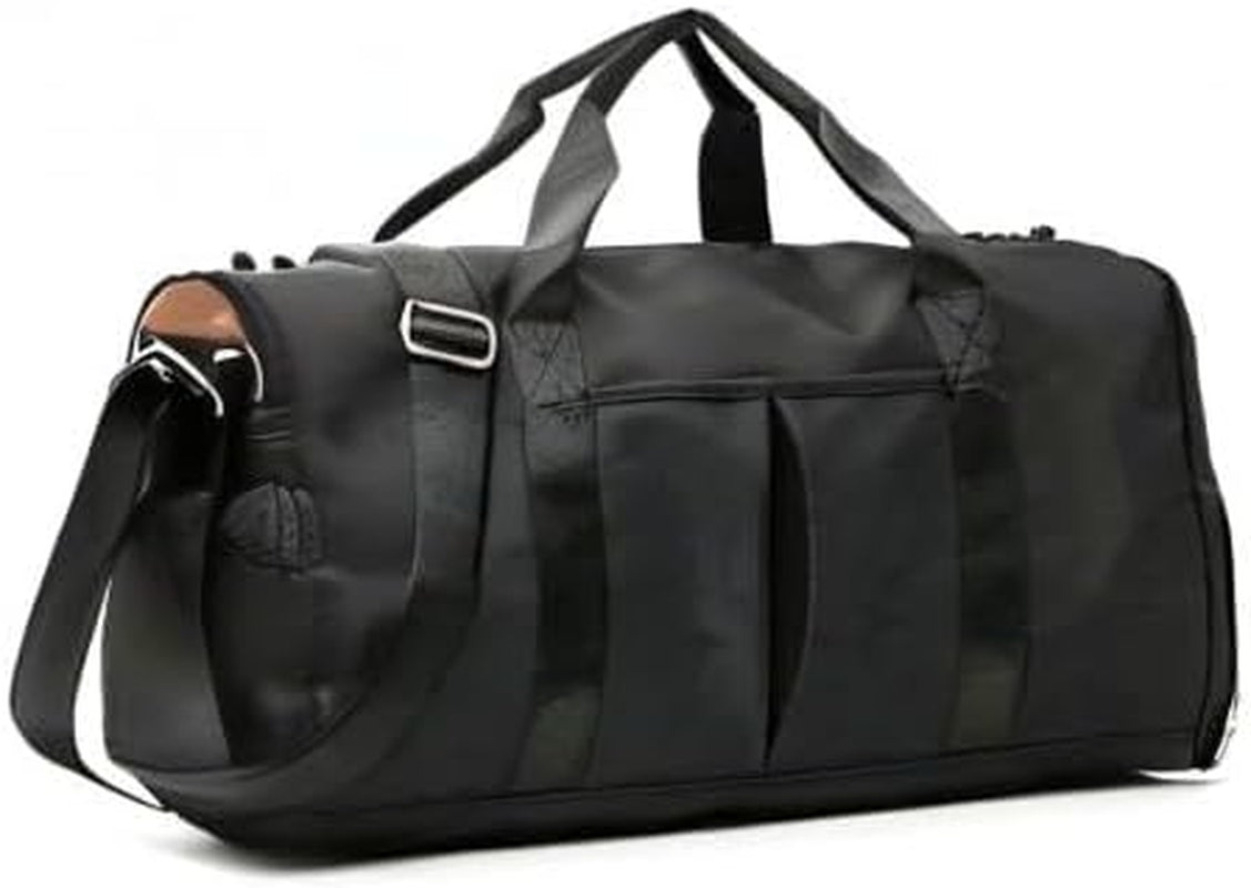 Small Gym Bag for Women and Men, Workout Bag for Sports and Weekend Getaway, Waterproof Dufflebag with Shoe and Wet Clothes Compartments, Black