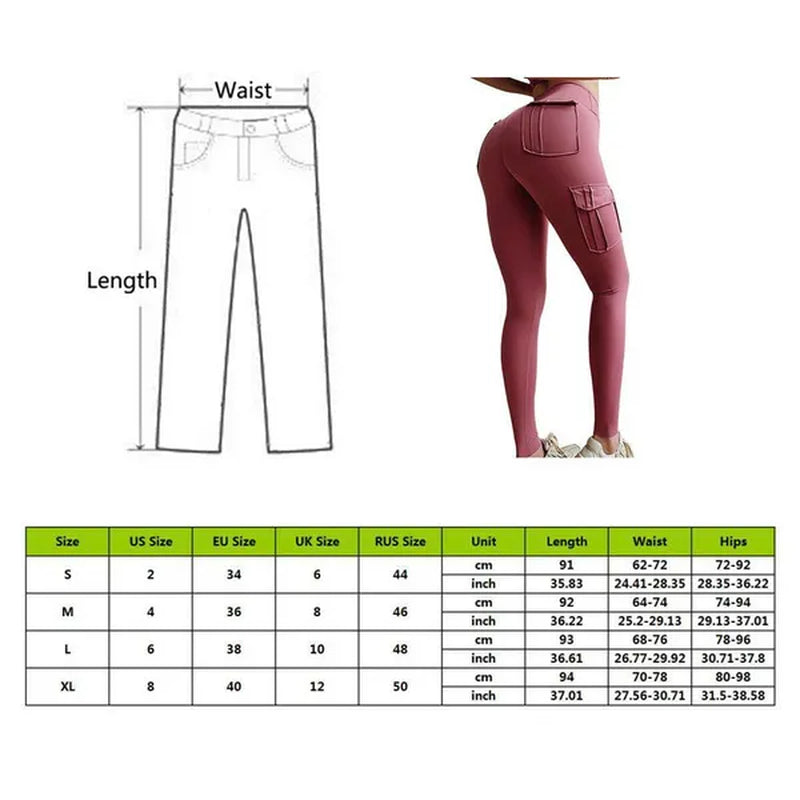 Women Yoga Pants High Waist Military Style Sport Leggings Gym Slim Fit Pocket Sweatpants Outdoor Running Fitness Pants