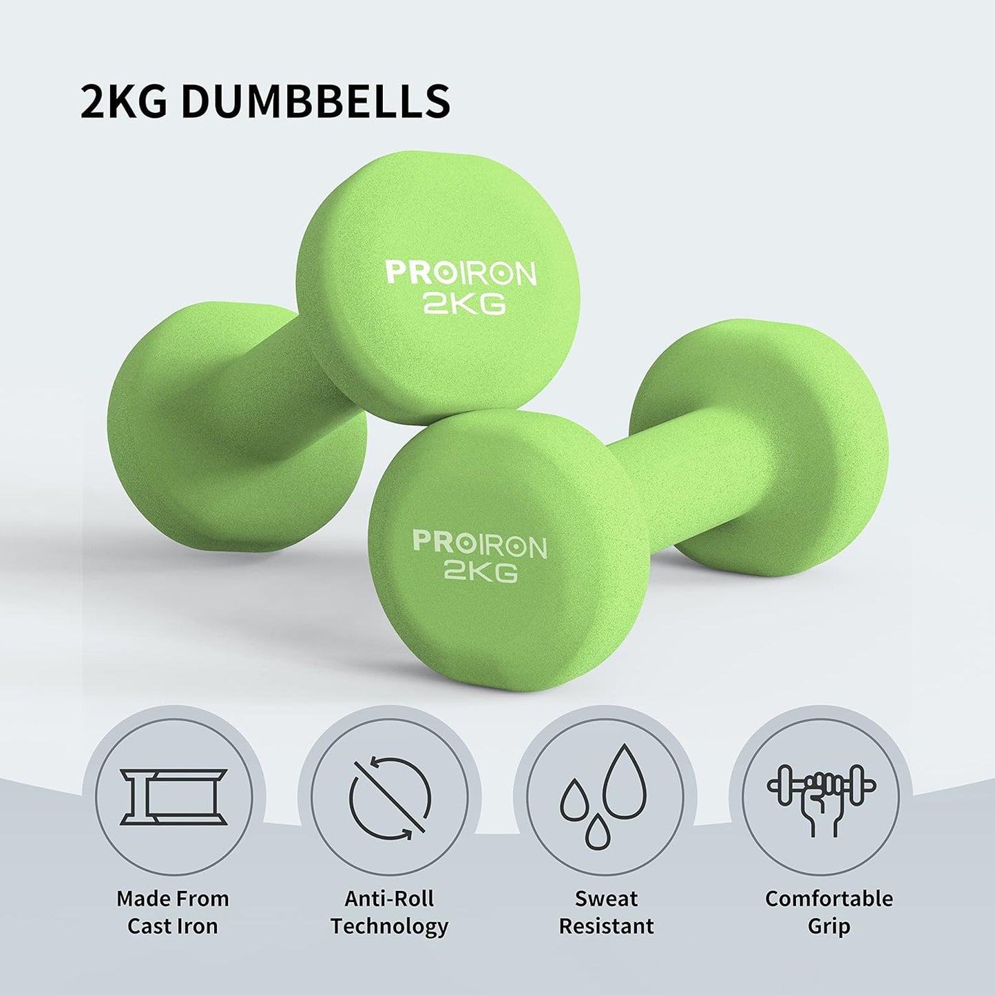 Dumbbells Anti-Slip Neoprene Dumbbell Soft-Touch Grip Hand Weights Home Gym Exercise Women Men Arm Pilates Dumbbells in 1Kg 1.5Kg 2Kg 3Kg 4Kg 5Kg 8Kg 10Kg Pair