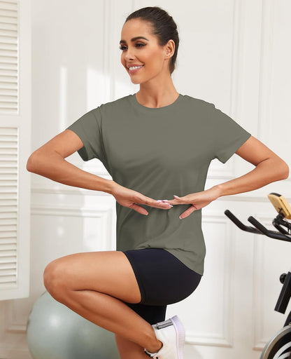 Workout Tops for Women UPF50+ Breathable Loose Fit Yoga T Shirts Short Sleeve Running Gym Athletic Tee Top