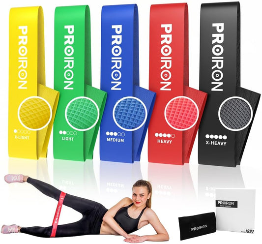 Resistance Loop Bands, Exercise Bands Set of 5 Rubber Latex Anti-Slip Resistance Band for Workout, Stretching, Physical Therapy, Yoga and Home Fitness with Carrying Bag