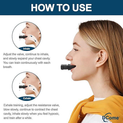 Breathe Exercise Device Adjustable Resistance for Trainer, Exerciser Trainer Daily Fitness Training, Easy-To-Clean