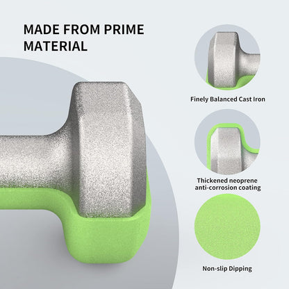 Dumbbells Anti-Slip Neoprene Dumbbell Soft-Touch Grip Hand Weights Home Gym Exercise Women Men Arm Pilates Dumbbells in 1Kg 1.5Kg 2Kg 3Kg 4Kg 5Kg 8Kg 10Kg Pair